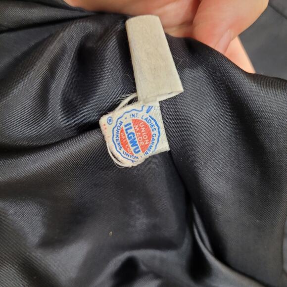 Vintage ILGWU real fox fur trim trench coat peacoat jacket wool - Picture 11 of 15